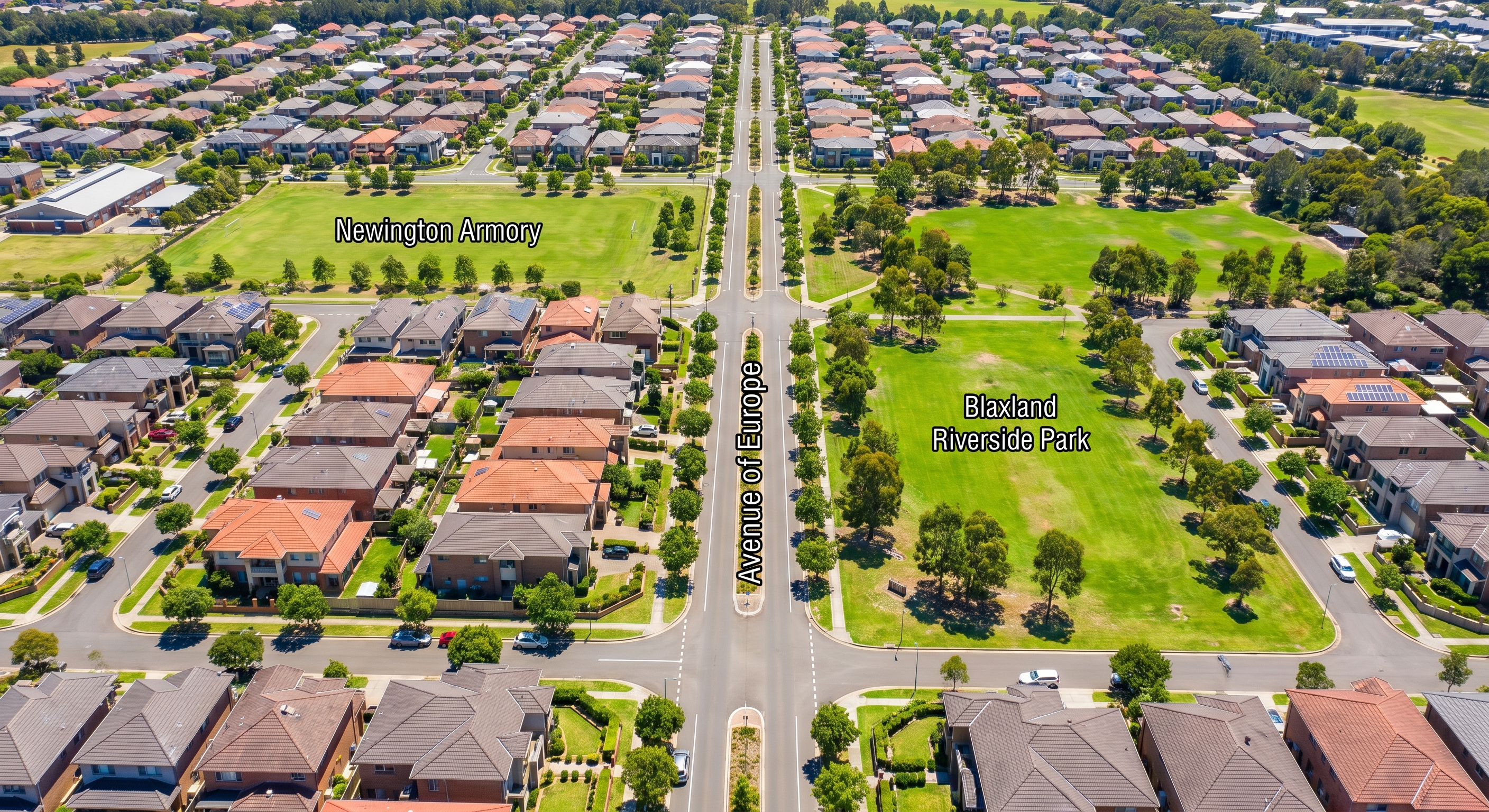 Newington suburb aerial view